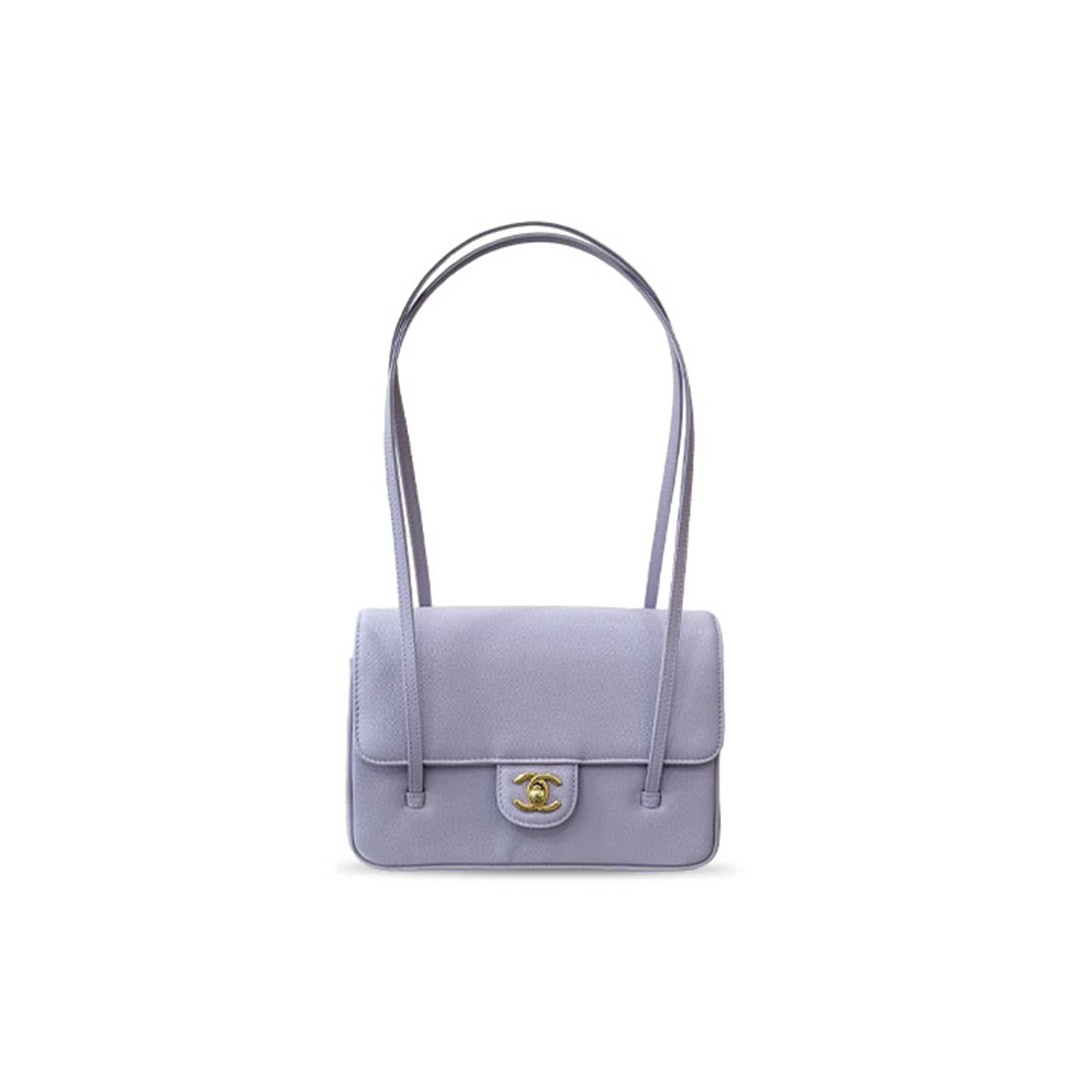 CHANEL PREPPY COCO CLUTCH WITH STRAPS LIGHT PURPLE SHINY CAVIAR BRUSHED GOLD HARDWARE AS6130 (22*15*5cm)